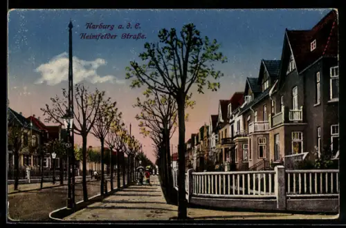 AK Hamburg-Harburg, Häuserzeile in der Heimfelder Strasse