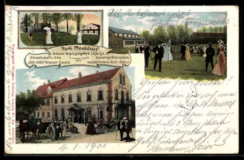 AK Leipzig, Park Meusdorf mit Restaurants
