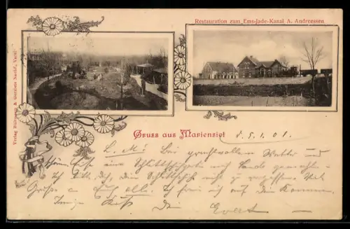 AK Mariensiel, Restaurant zum Ems-Jade-Kanal, Ortspartie