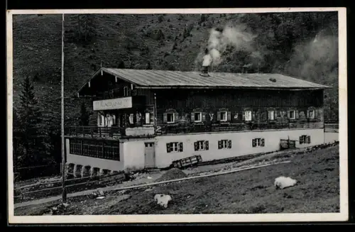 AK Rosengasse, Berghütte vom Weg aus