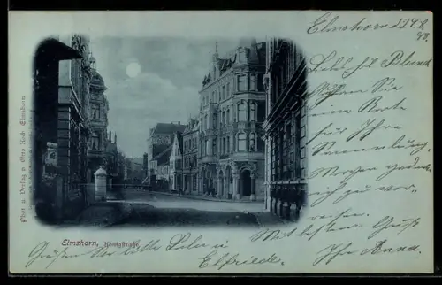 Mondschein-AK Elmshorn, Conditorei E. Koch in der Königstrasse