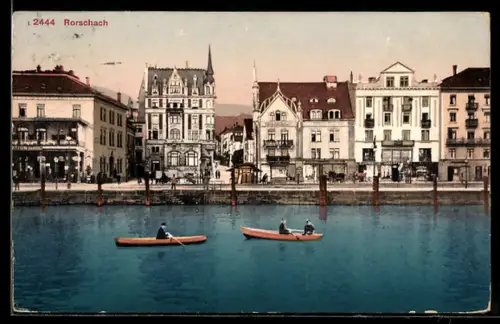 AK Rorschach, Uferpartie mit Booten