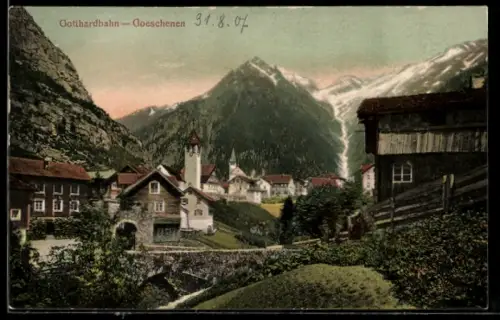 AK Goeschenen /Gotthardbahn, Ortspartie