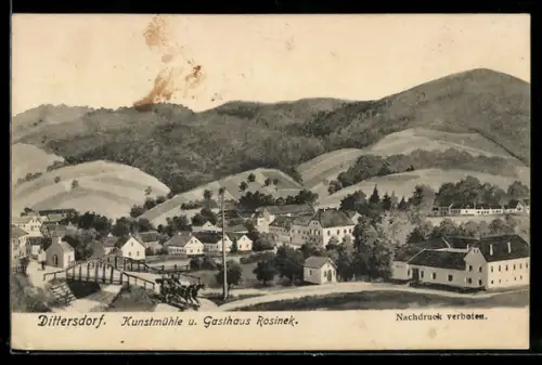 AK Dittersdorf, Kunstmühle und Gasthaus Rosinek