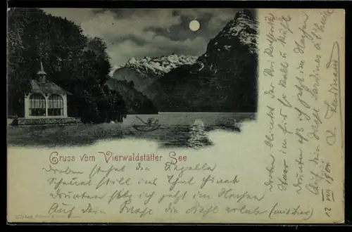 Mondschein-AK Sisikon /Vierwaldstätter See, Tellskapelle