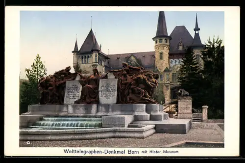 AK Bern, Welttelegraphen Denkmal m. Histor. Museum