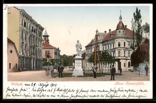 AK Villach, Denkmal auf dem Hans Gasserplatz