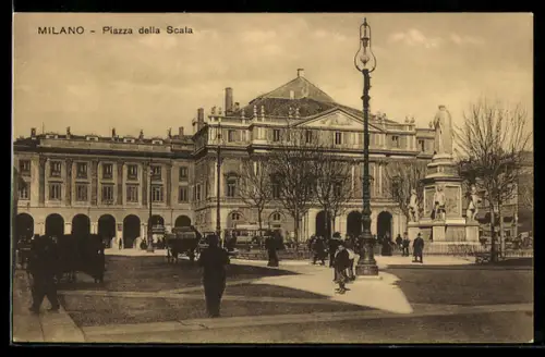 AK Milano, Piazza della Scala, Strassenbahn