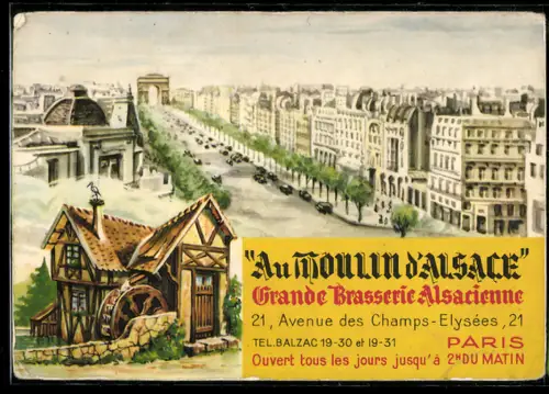 AK Paris, Gasthaus Grande Brasserie Alsacienne, Avenue des Champs-Élysées 21, Arc de Triomphe