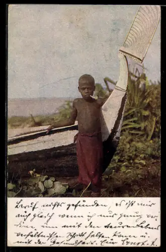 AK Neumecklenburg, Knabe am Boot