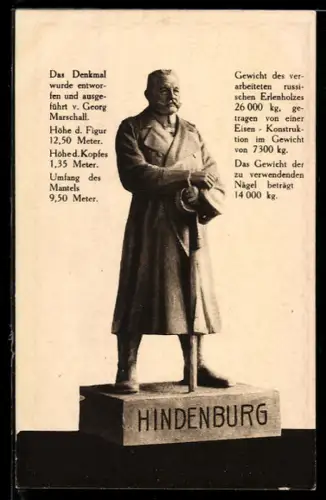 AK Berlin, Hindenburg-Denkmal, Modell, Wohlfahrts-Postkarte der Stadt