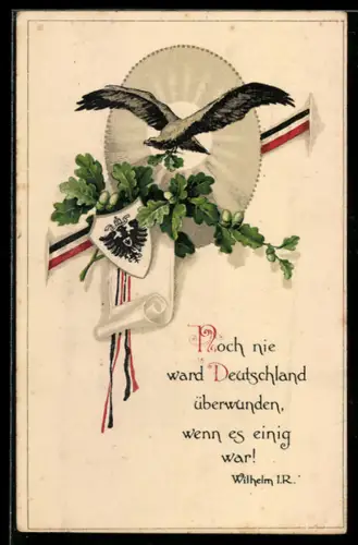 AK Adler mit Eichenlaub und Wappen