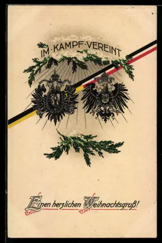 AK Wappen-Adler, Einigkeit macht stark, Deutschland-Österreich