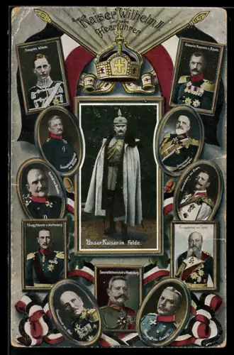 AK Kaiser Wilhelm II., Portrait, mit seinen Heerführern