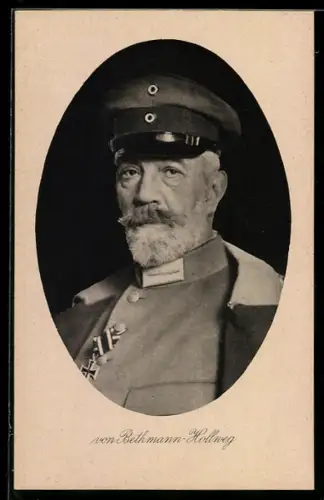 AK Reichskanzler von Bethmann Hollweg als betagter Mann in Uniform