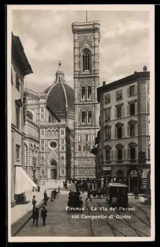 AK Firenze, La Via de Pecori, Strassenbahn
