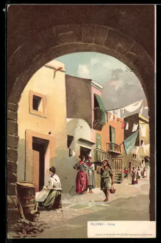 AK Palermo, Kalsa, Strassenpartie in einem Wohnviertel