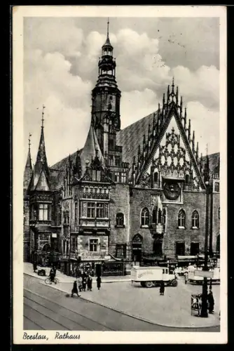 AK Breslau, LKWs vor dem Rathaus