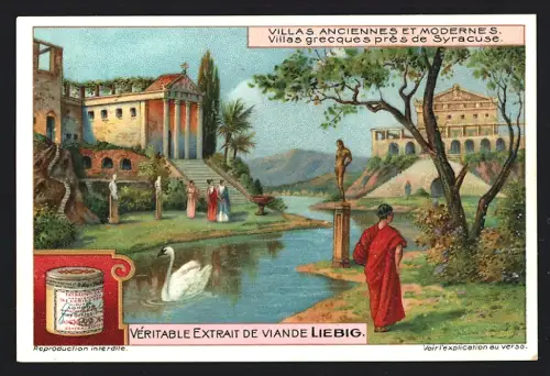 6 Sammelbilder Liebig, Serie Nr. 1064: Villas Anciennes et Modernes, Villas Romaines, Cottages Anglais, Villas Grecques