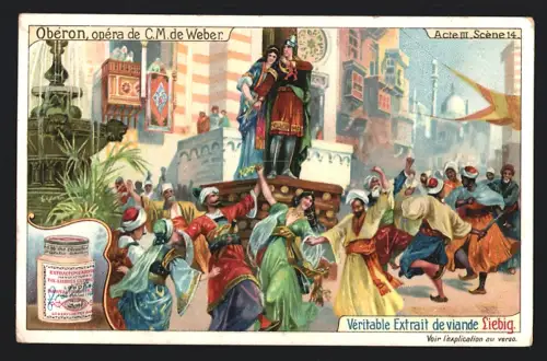 6 Sammelbilder Liebig, Serie Nr. 829: Obéron, Opéra de C. M. de Weber, Scènes