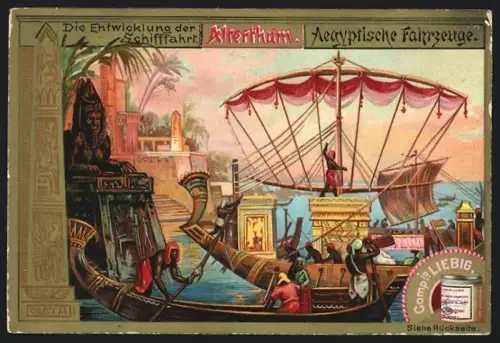 6 Sammelbilder Liebig, Serie Nr. 453: Die Entwicklung der Schiffahrt, 1400-1600, Altertum, Mittelalter, Neuzeit