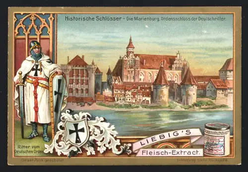 6 Sammelbilder Liebig, Serie Nr. 808: Historische Schlösser, Schloss Frederiksborg, Der Hradschin, Schloss Holyrood