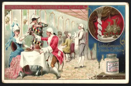 Sammelbild Liebig, Der Karneval von Venedig, Im Café