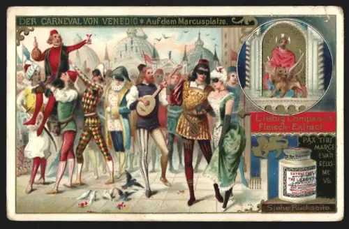 Sammelbild Liebig, Der Carneval von Venedig, Auf dem Markusplatze