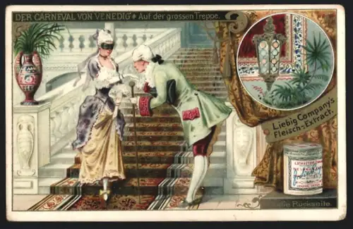 Sammelbild Liebig, Der Carneval von Venedig, Auf der grossen Treppe