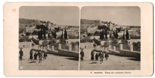 Stereo-Fotografie NPG, Ansicht Jerusalem, Ölberg mit russischer Kapelle