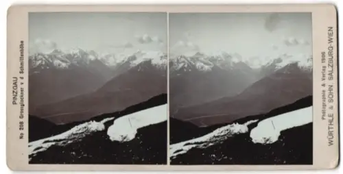 Stereo-Fotografie Würthle & Sohn, Salzburg, Ansicht Grossglockner, Blick auf den Grossglockner von der Schmittenhöhe