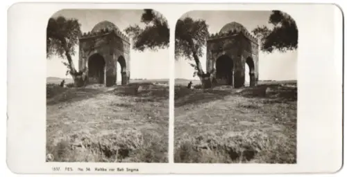 Stereo-Fotografie AL, Ansicht Fes, Kubba vor Bab Segma