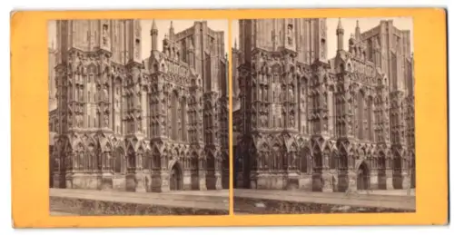 Stereo-Fotografie G. W. Wilson, Aberdeen, Ansicht Wells, Wells Cathedral, Westfront