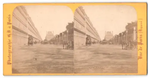 Stereo-Fotografie Photographie H. J., Paris, Ansicht Paris, Rue de Rivoli et les Tuileries