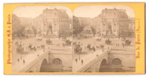 Stereo-Fotografie Photographie H. J., Paris, Ansicht Paris, La Fontaine St. Michel