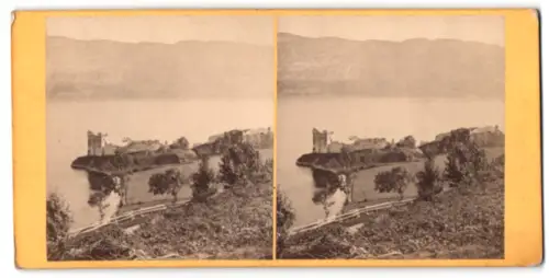Stereo-Fotografie G. W. Wilson, Aberdeen, Ansicht Loch Ness, Castle Urquhart