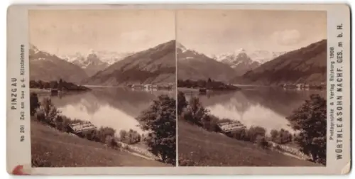 Stereo-Fotografie Würthle & Sohn Nachf., Salzburg, Ansicht Zell am See, Ortsansicht gegen das Kitzsteinhorn