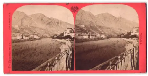Stereo-Fotografie Fr. Unterberger, Innsbruck, Ansicht Innsbruck, Partie am Ufer des Inn