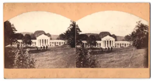 Stereo-Fotografie E. Pflanz, Marienbad, Ansicht Marienbad, Blick auf die Kuranlagen