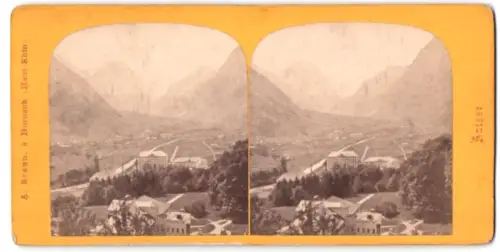 Stereo-Fotografie A. Braun, Dornach, Ansicht Linthal, Kuranlagen Stackelberg und Tödi
