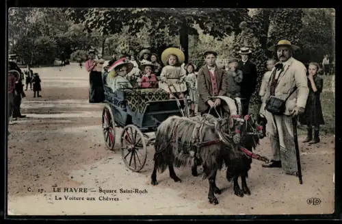 AK Le Havre, Square Saint-Roch, La Voiture aux Chevres, Ziegengespann
