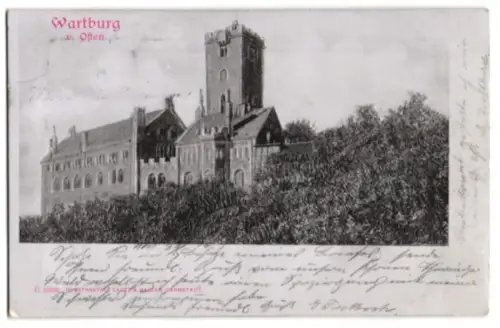 Relief-AK Eisenach, Ansicht der Wartburg von Osten