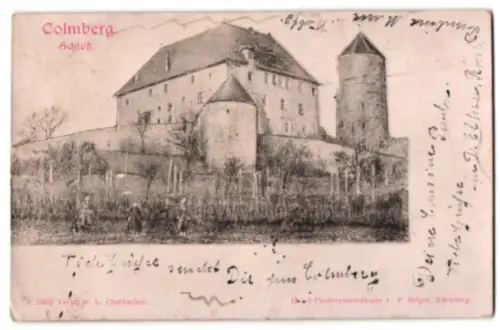 Relief-AK Colmberg, Ansicht vom Schloss