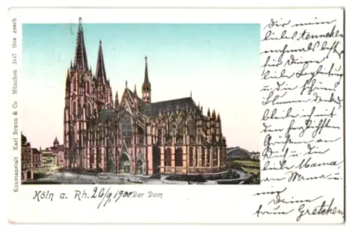 Goldfenster-AK Köln a. Rh., Ansicht vom Kölner Dom