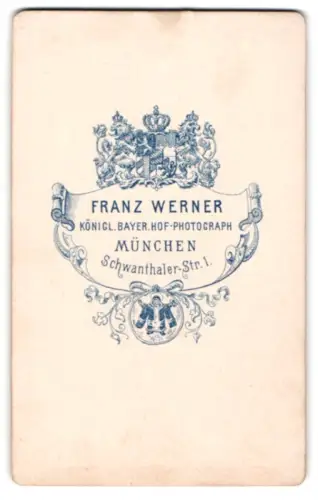 Fotografie Franz Werner, München, Schwanthaler-Str. 1, Kgl. Wappen mit Löwen, Münchner Kindl