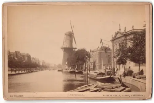 Fotografie A. Jager, Amsterdam, Ansicht Rotterdam, De Coolvest, Windmühle und Kanal