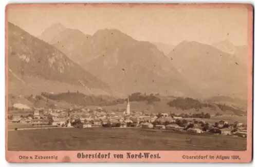 Fotografie Otto v. Zabuesnig, Oberstdorf i. Allgäu, Ansicht Oberstdorf /Allgäu, Ortsansicht von Nord-West 1891