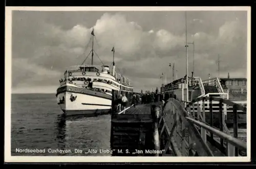 AK Passagierschiff M.S. Jan Molsen festgemacht an der Alten Liebe