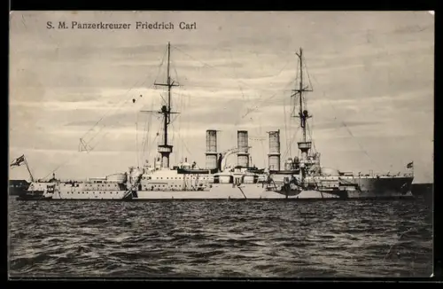 AK Panzerkreuzer S.M.S. Friedrich Carl liegt vor Anker, Kriegsschiff