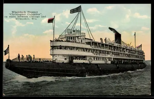 AK US-amerikanischer Dampfer Christopher Columbus der Linie Chicago-Milwaukee